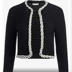 Alice + Olivia black sweater jacket w metallic braiding trim.NWT. Medium